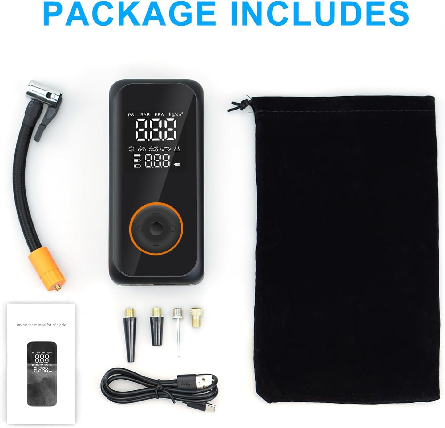 150 PSI Portable Cordless Tire Inflator - Digital Air Compressor with Auto Shutoff
