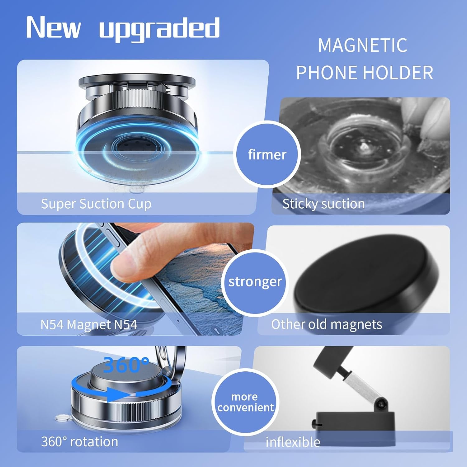 360° Vacuum Magnetic Phone Mount – Foldable & Adjustable