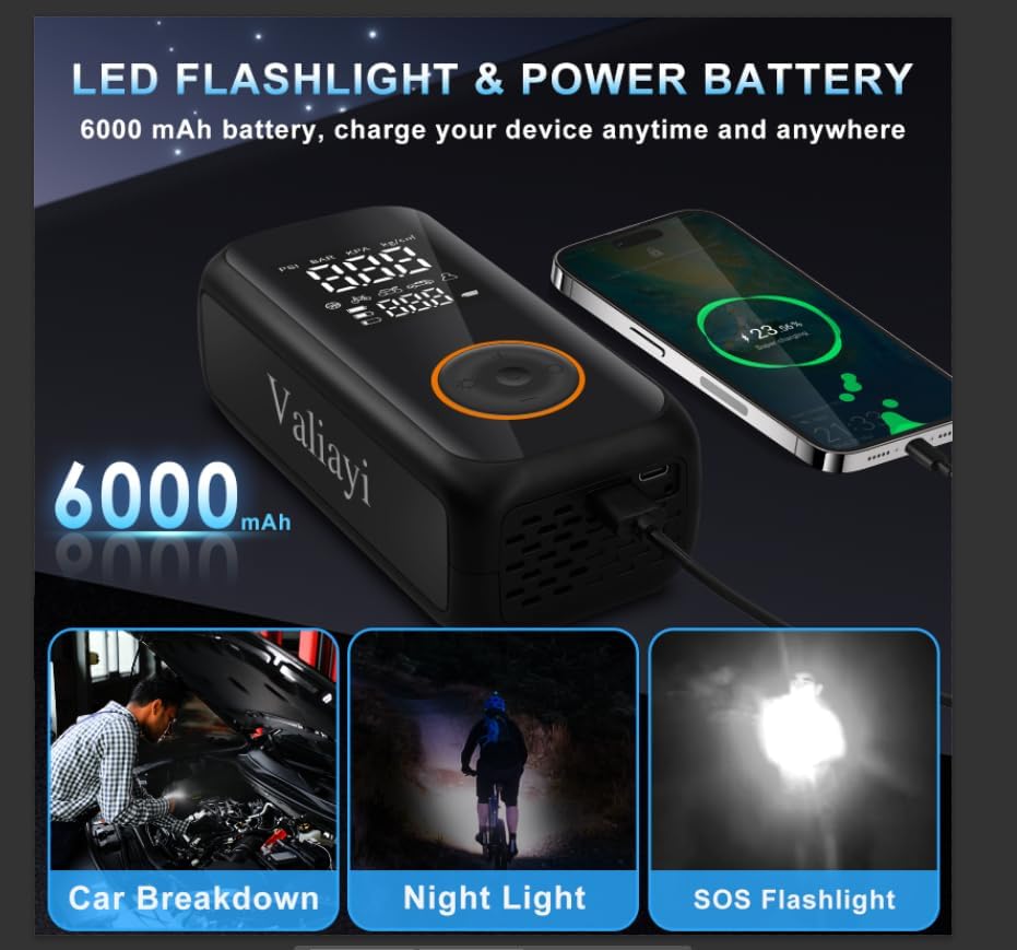 150 PSI Portable Cordless Tire Inflator - Digital Air Compressor with Auto Shutoff