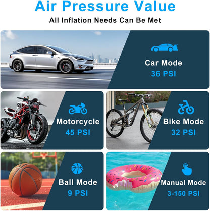 150 PSI Portable Cordless Tire Inflator - Digital Air Compressor with Auto Shutoff